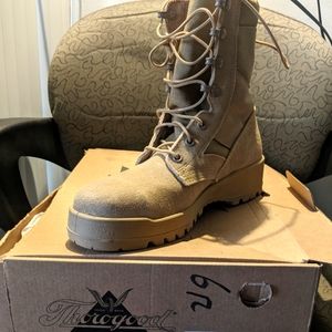 Steel toed military-grade work boots
